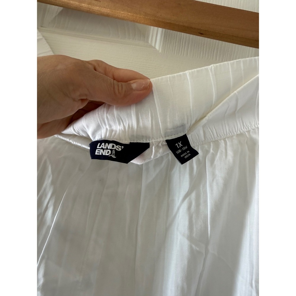 Lands End 1X White Wide Leg Pants Modal Pull On Resort Beach - Picture 5 of 7